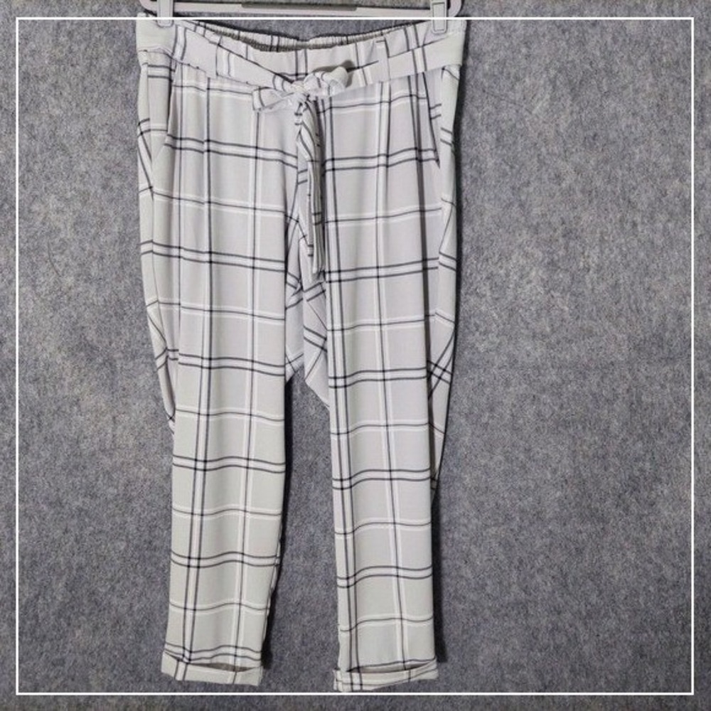 Torrid Pants Women Plus 0X White Windowpane High Rise Career Stretch Slim Ankle